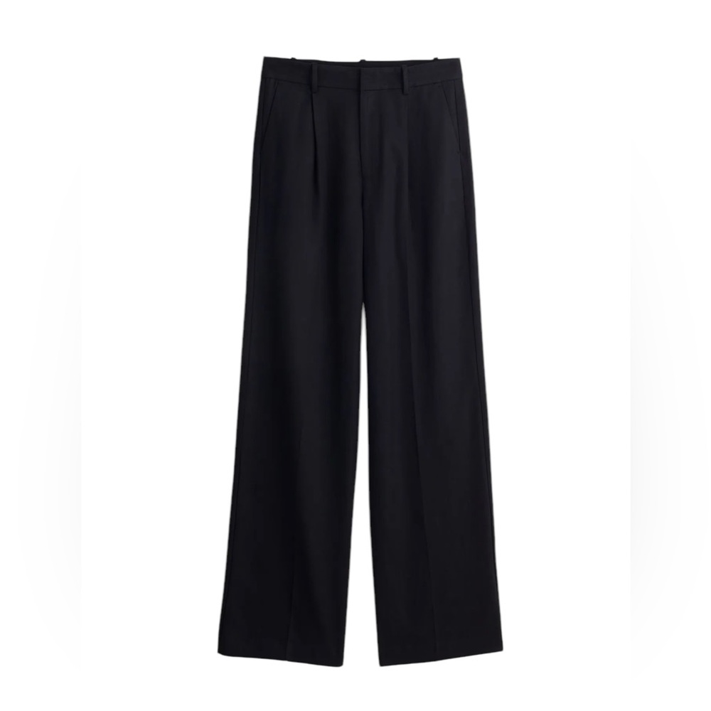 Madewell Petite Slouchy Straight Pants in True Black Drapey Twill